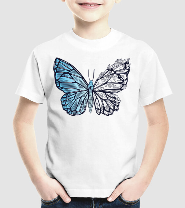 Fluture cristal model alb pe tricou