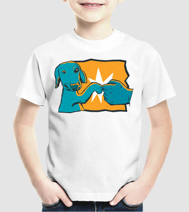 Prietenie Câine Om model alb pe tricou