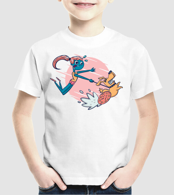 Plimbarea câinilor model alb pe tricou