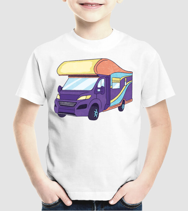 Autorulotă model alb pe tricou