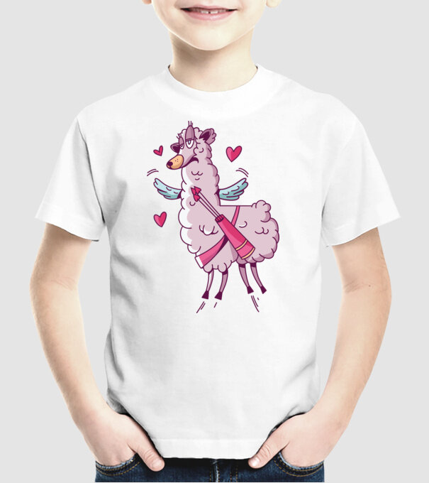 'Dragoste Llama pentru Valentine''s Day' model alb pe tricou