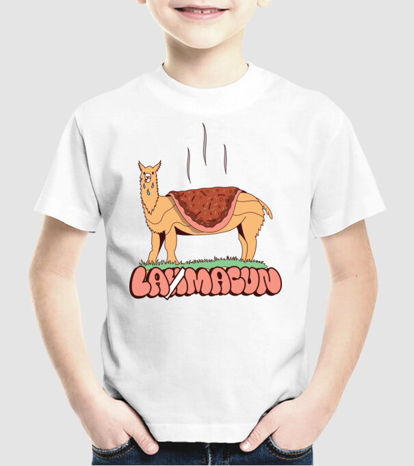Lamacun Lama model alb pe tricou