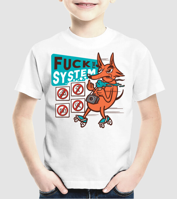 Câine Rebel model alb pe tricou