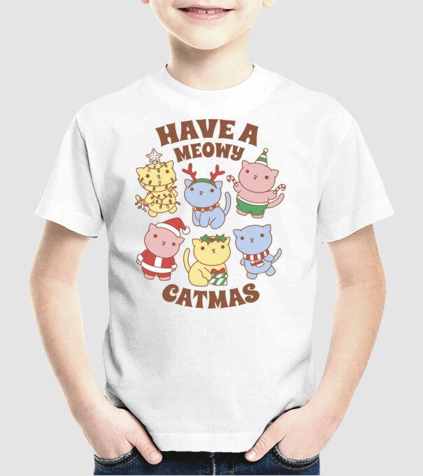 Să aveți un Crăciun de pisică model alb pe tricou