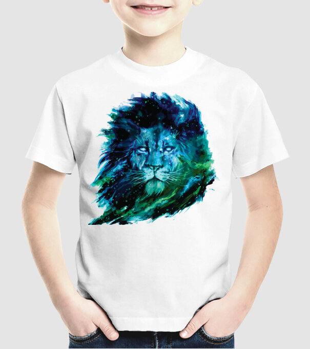 lion color splash model alb pe tricou