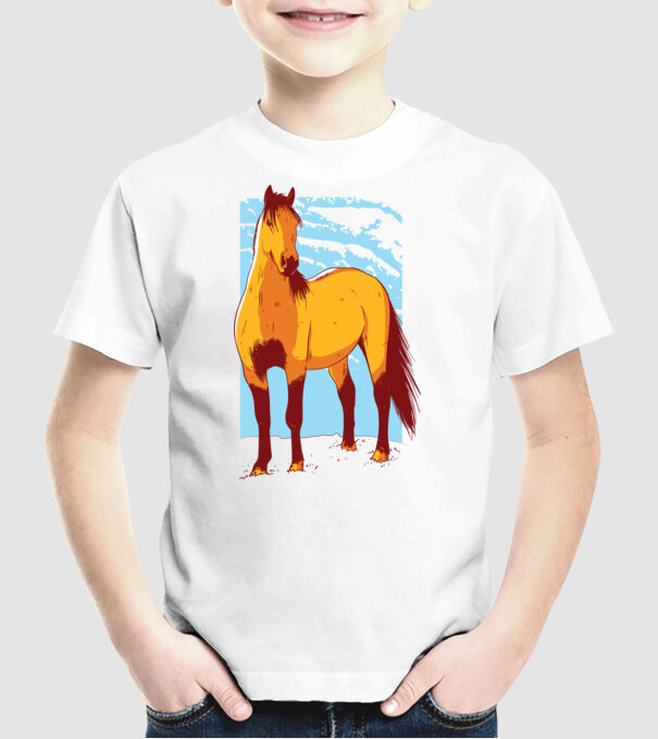 Cal - pentru călăreți model alb pe tricou