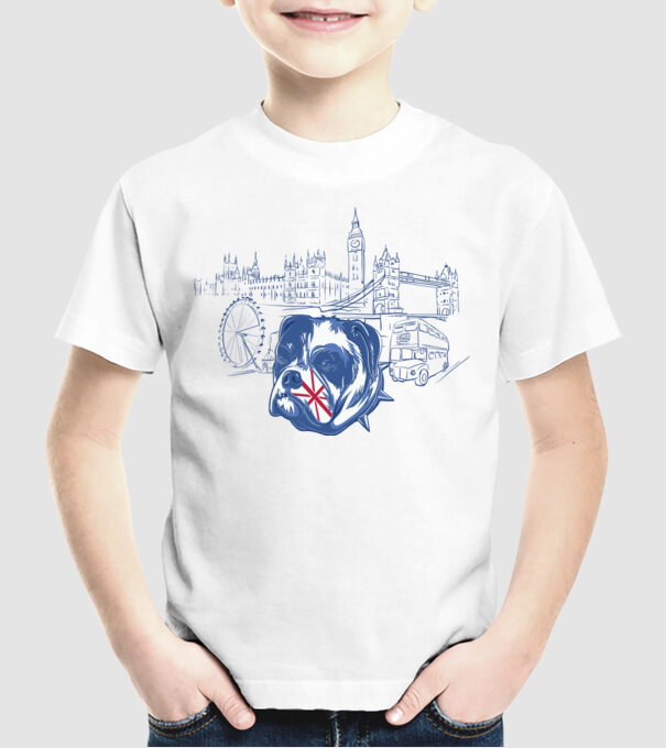 London Bulldog model alb pe tricou