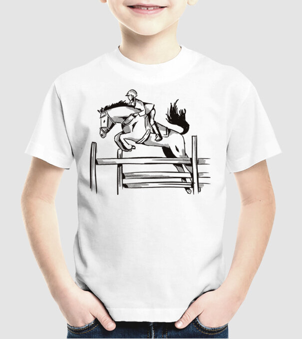 Călăreț model alb pe tricou