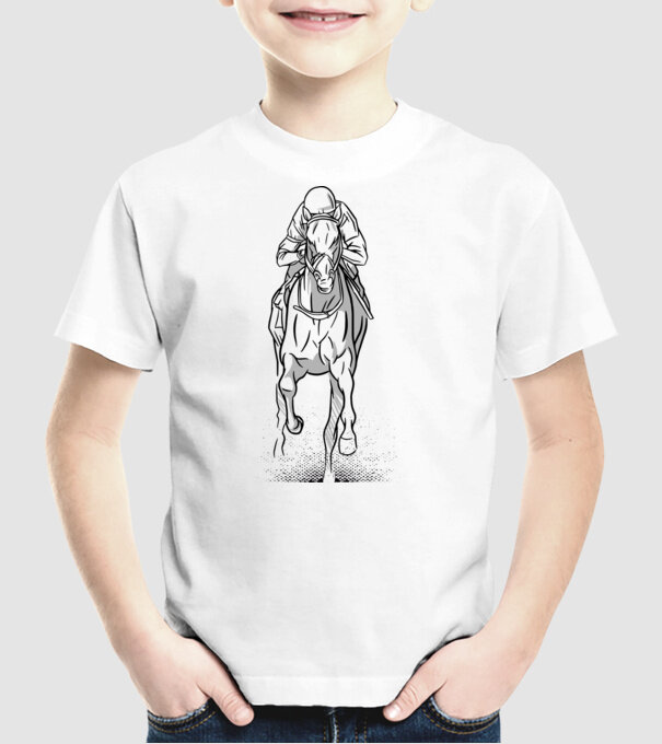 Cursă de cai model alb pe tricou