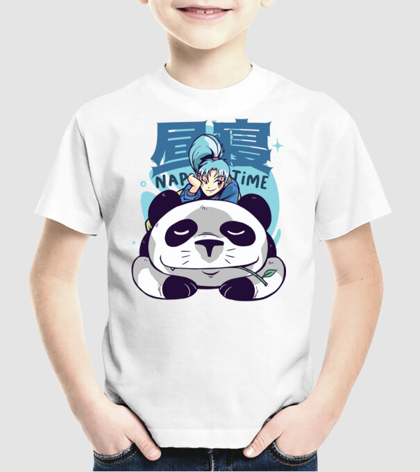 Anime Panda relaxare model alb pe tricou