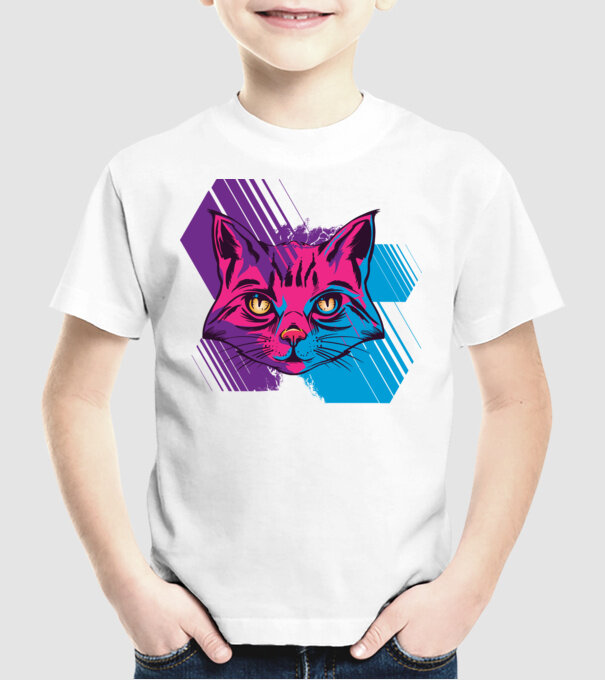 Cap pisică colorat model alb pe tricou