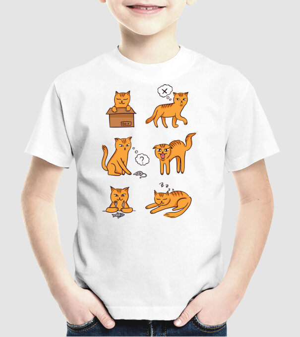 Caracteristici Pisică model alb pe tricou
