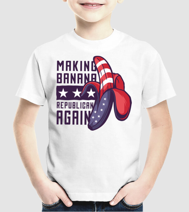 Make Banana Republican Again model alb pe tricou