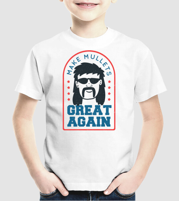 Make Mullets Great Again model alb pe tricou