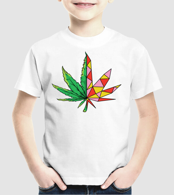 Frunză de marijuana model alb pe tricou