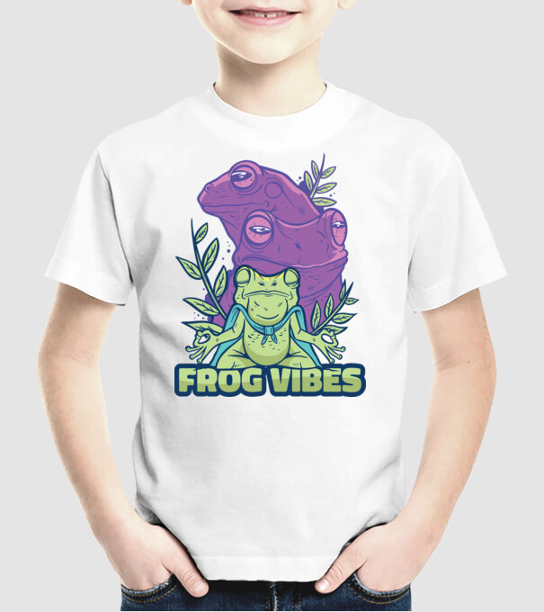 Broasca meditatoare model alb pe tricou