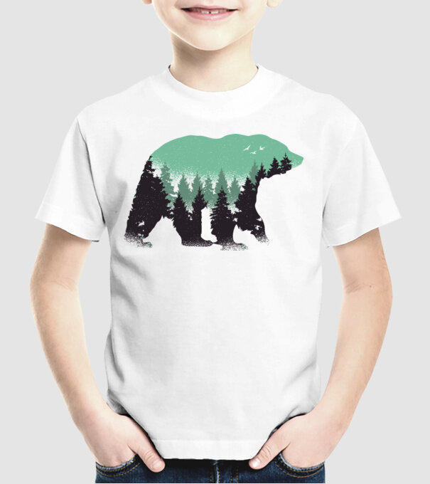 Urs pădure Natură tricou model alb pe tricou
