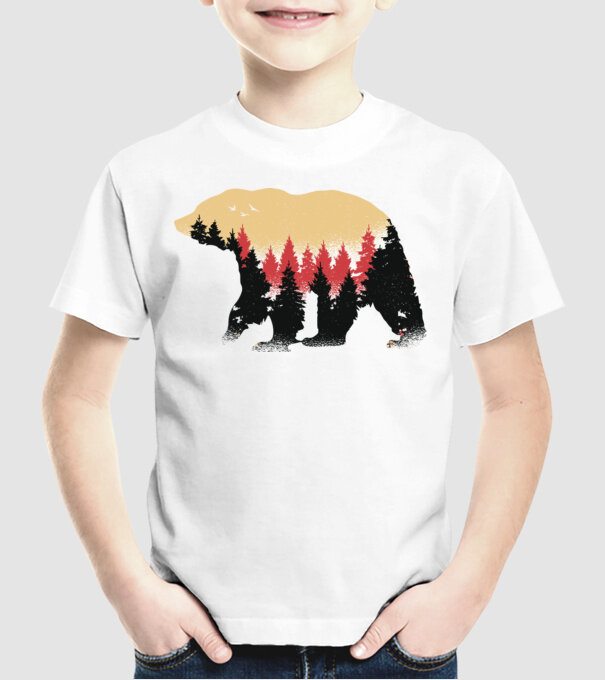 Urs Natură model alb pe tricou