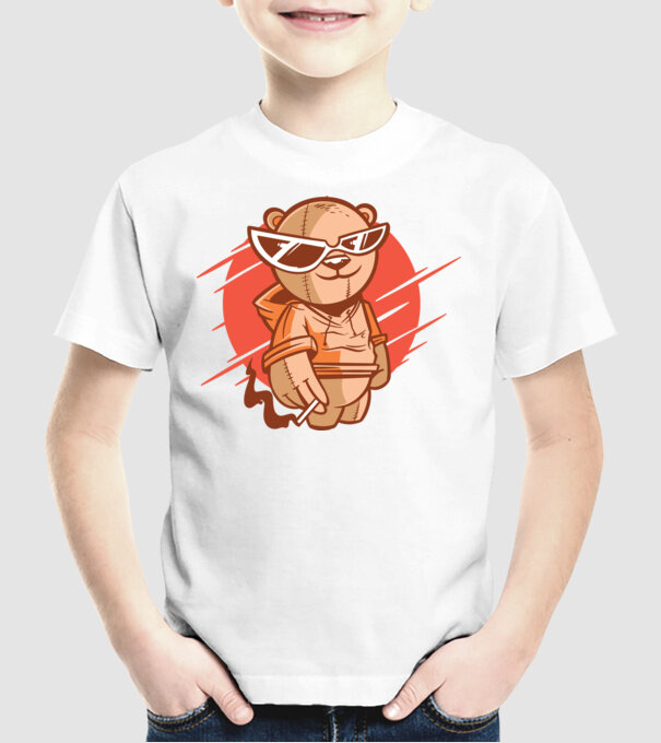 Ursuleț Cool model alb pe tricou