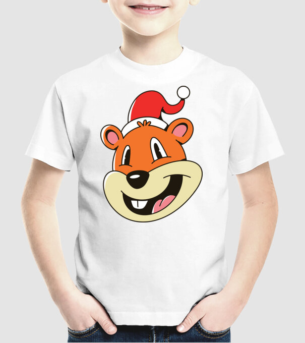 Moș Crăciun Veveriță model alb pe tricou