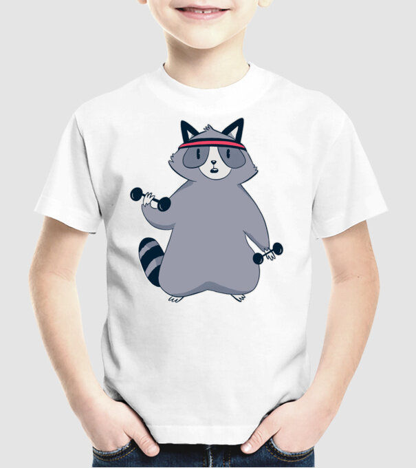 Raton antrenament model alb pe tricou