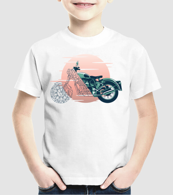 Motocicletă model alb pe tricou