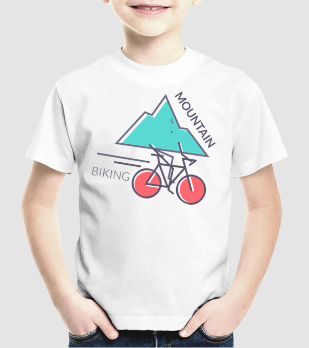 Mountain Biking model alb pe tricou