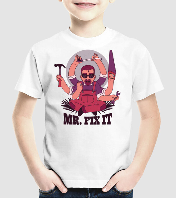 Dl. Fix It - om priceput la toate model alb pe tricou
