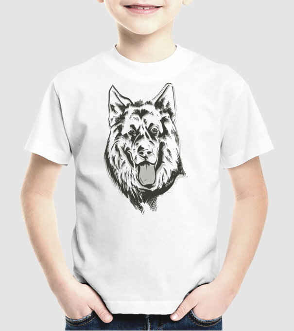 Cap Ciobănesc german model alb pe tricou