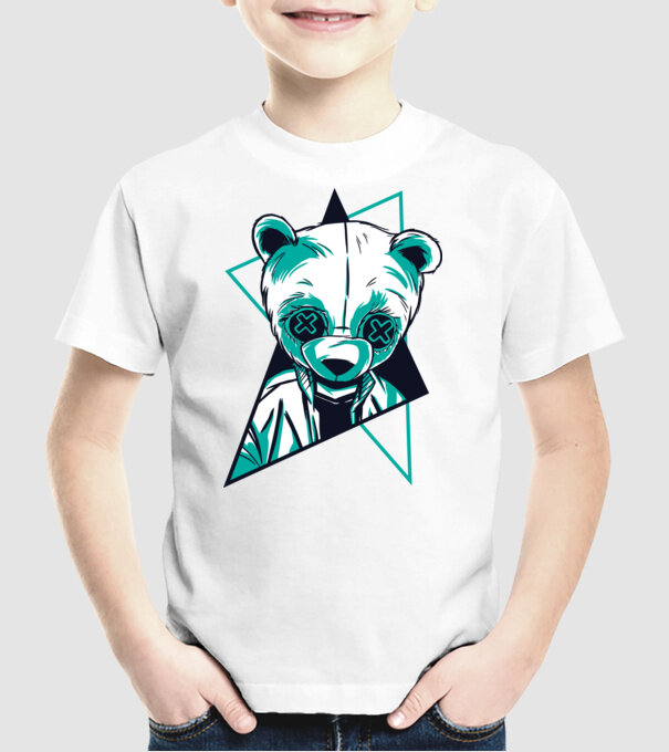 Panda Neon model alb pe tricou
