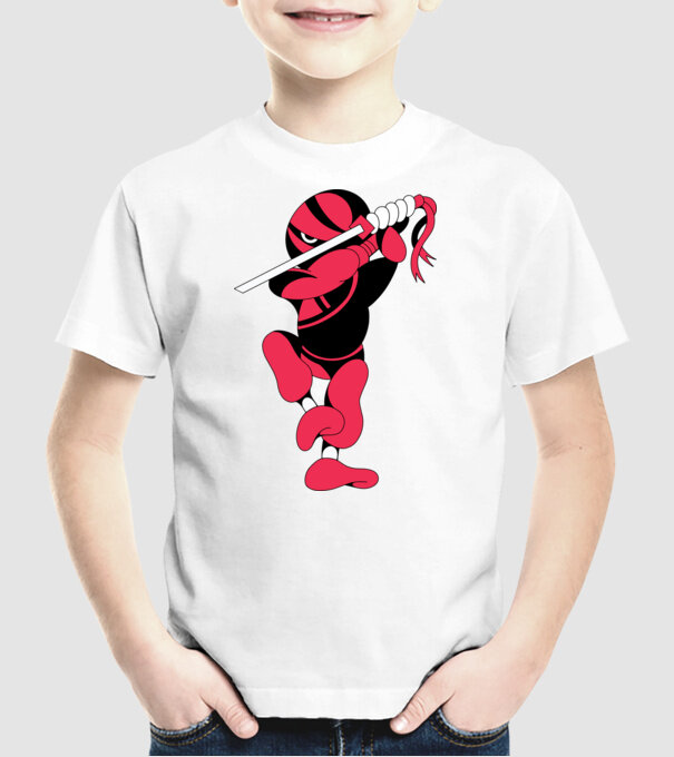 Ninja model alb pe tricou