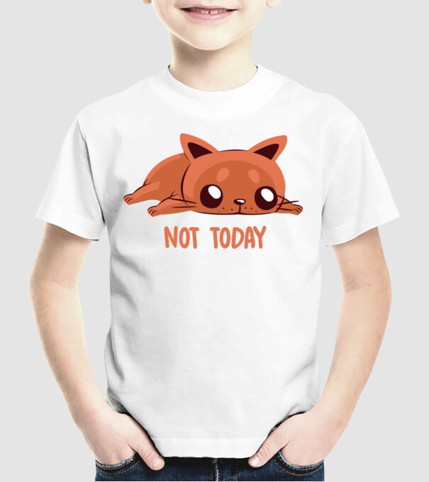 Not today pisică model alb pe tricou