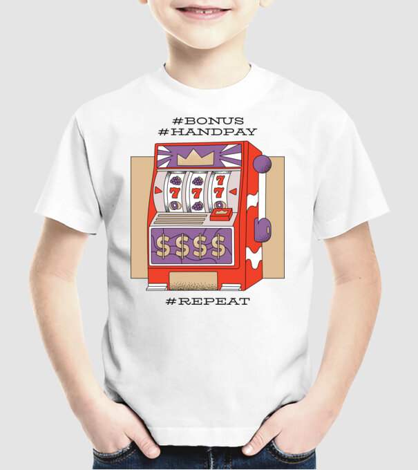 Slot machine model alb pe tricou
