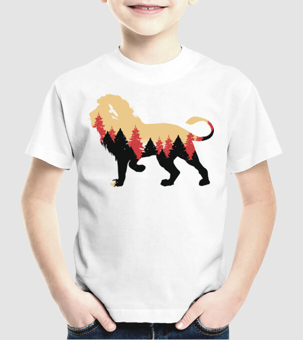Siluetă Leu model alb pe tricou