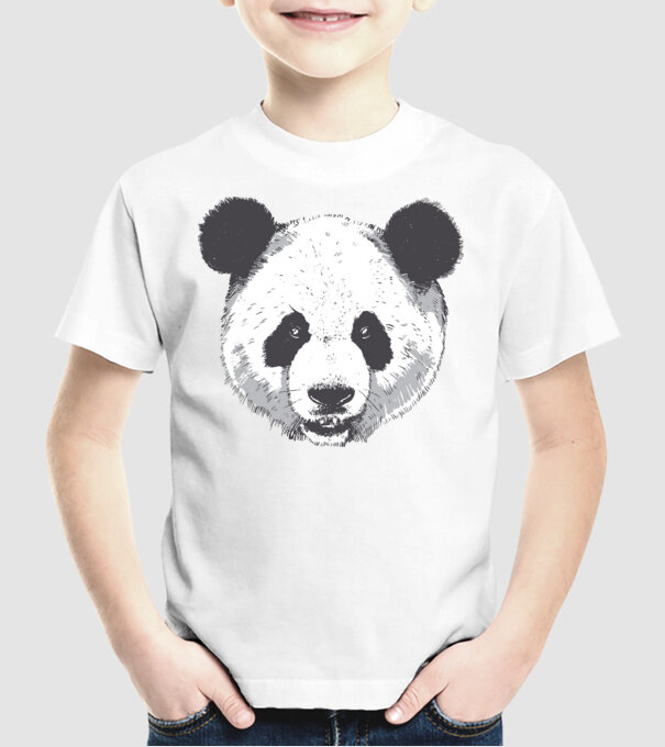 Cap de panda model alb pe tricou