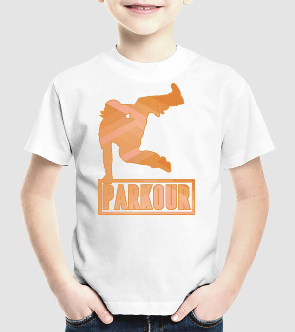 Tricou Parkour cu inscripție model alb pe tricou