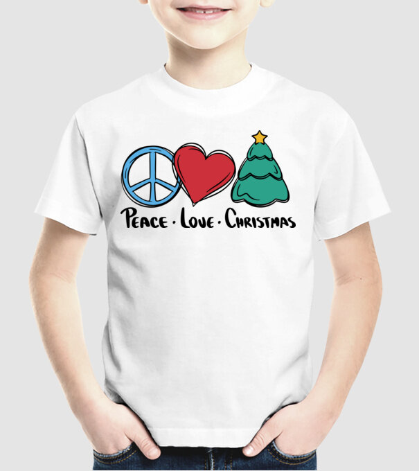 Peace Love Crăciun model alb pe tricou