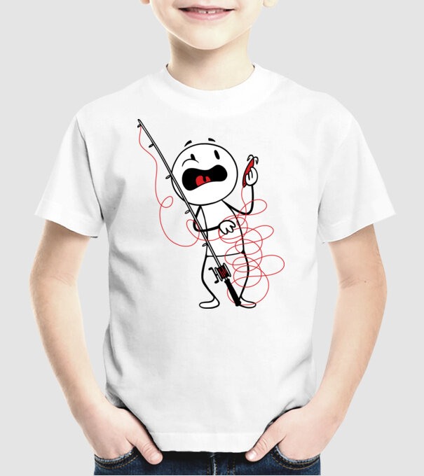 Încurcătură pescar model alb pe tricou