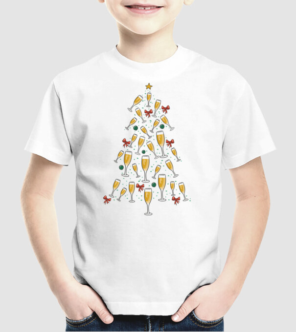 Pom de Crăciun cu Șampanie model alb pe tricou