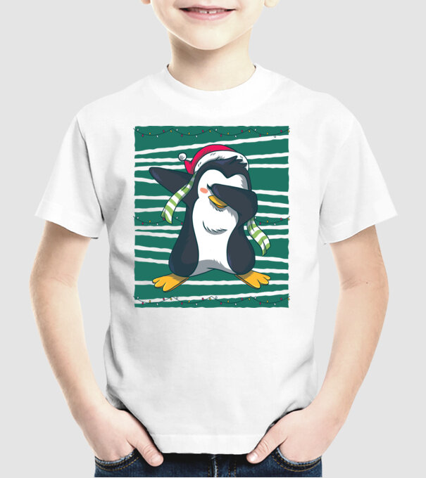 Pinguin DAB Crăciun model alb pe tricou