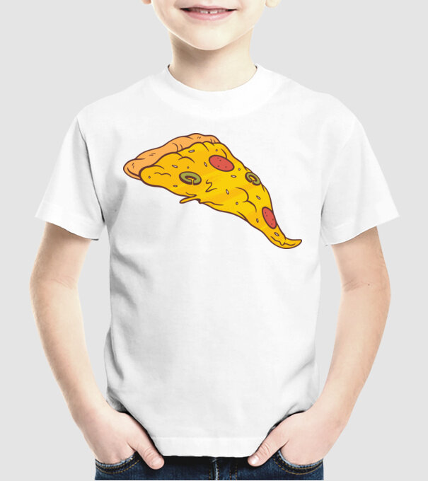 Felie de pizza Cuplu model alb pe tricou