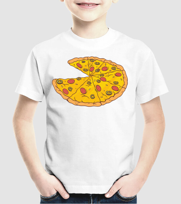 Felii de pizza Cuplu model alb pe tricou