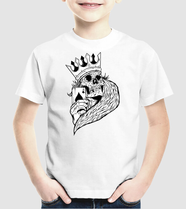 Craniu Poker model alb pe tricou