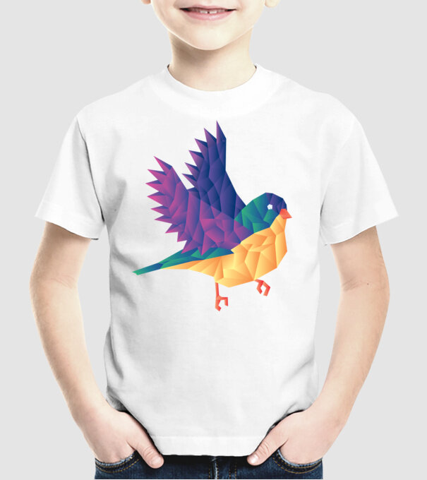 Pasăre Poligon model alb pe tricou