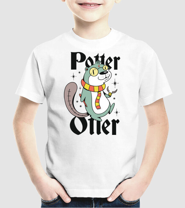 Potter Otter Vidra model alb pe tricou