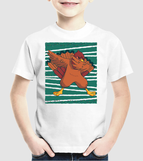Curcan DAB Ziua Recunoștinței Thanksgiving model alb pe tricou