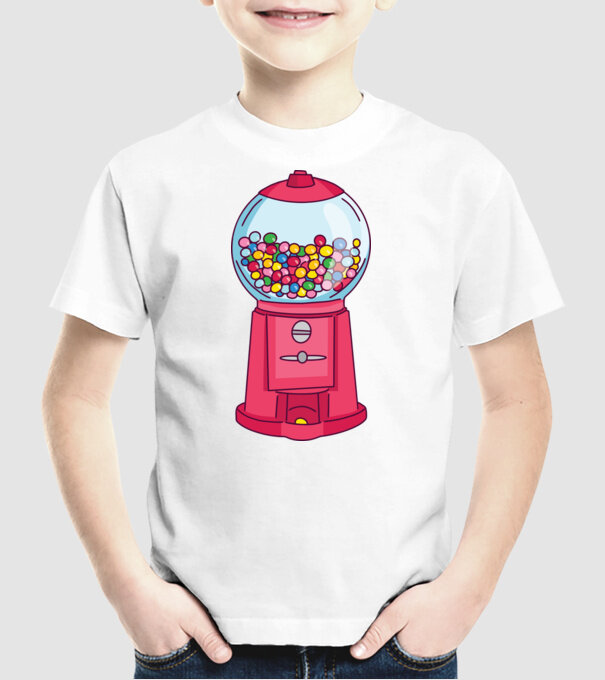 Automat Gumă de mestecat model alb pe tricou
