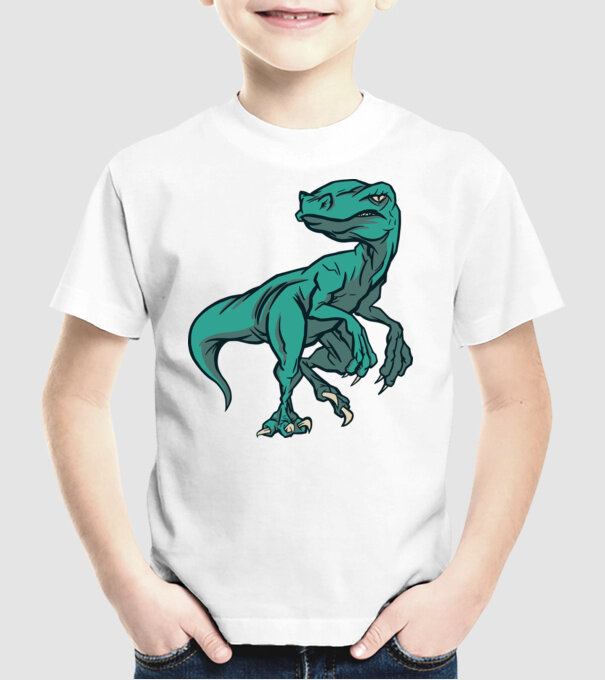 Dinozaur Raptor model alb pe tricou
