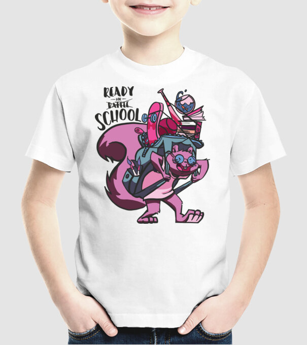 Ready for School model alb pe tricou
