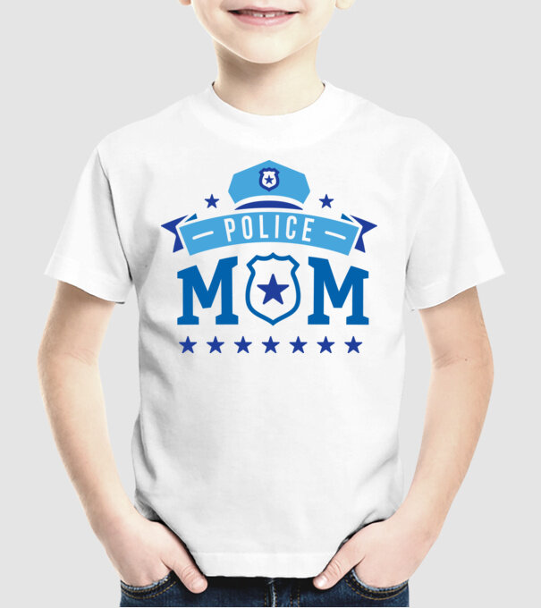 Mamă Polițist model alb pe tricou